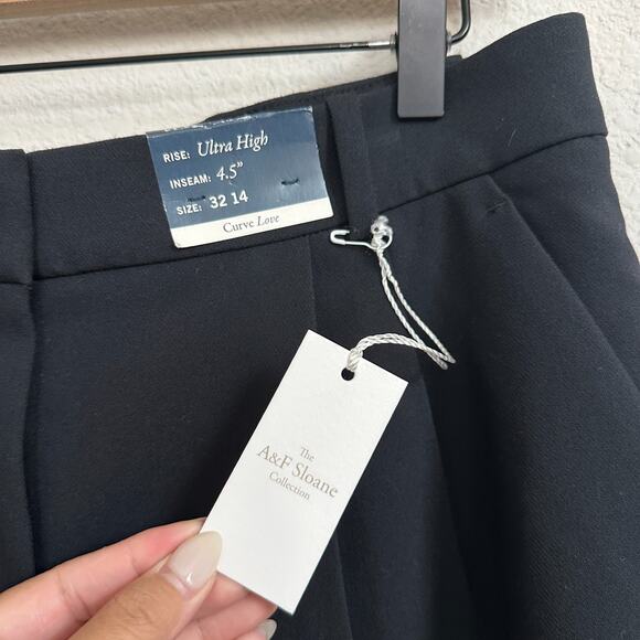 Abercrombie Fitch Shorts Women 14 Trouser Ultra High Sloane Black Curve Love NWT - Picture 2 of 9